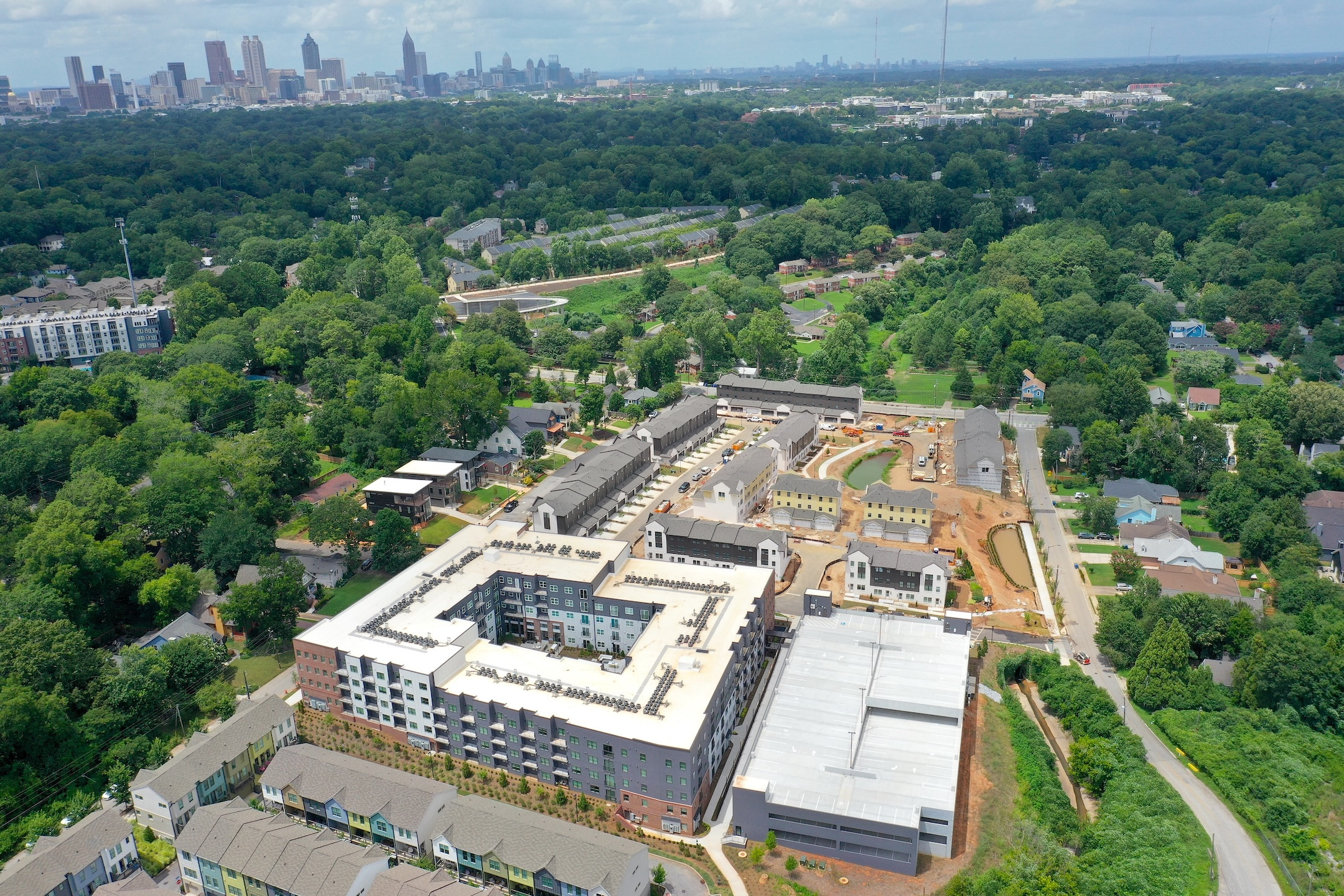 Overview of the Southeast Atlanta project, with (from left) downtown, Midtown, and Buckhead skylines in the distance.